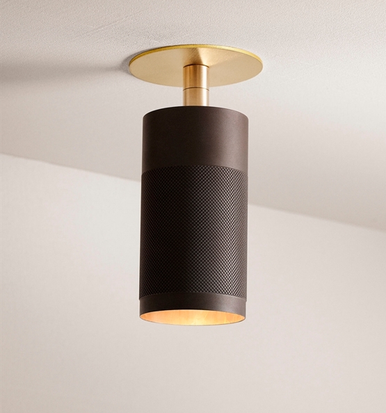 Thorup Copenhagen Patrone indbygnings loftspot m. dækplade, bruneret messing, 120 mm