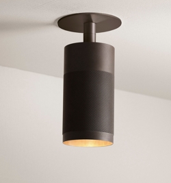 Thorup Copenhagen Patrone indbygnings loftspot m. dækplade, bruneret messing/mørk, 120 mm