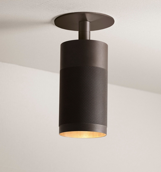 Thorup Copenhagen Patrone indbygnings loftspot m. dækplade, bruneret messing/mørk, 120 mm