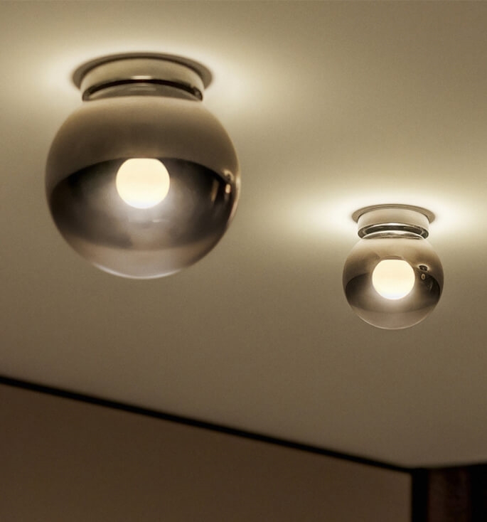 Occhio Luna Piena 200 Up loftlampe, dark chrome