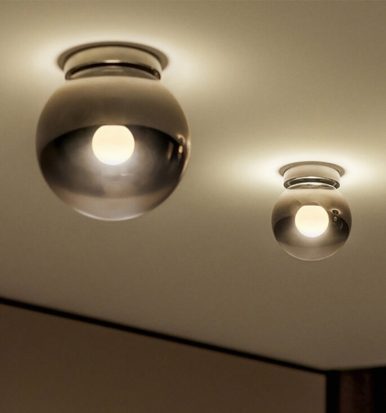 Occhio Luna Piena 200 Up loftlampe, dark chrome