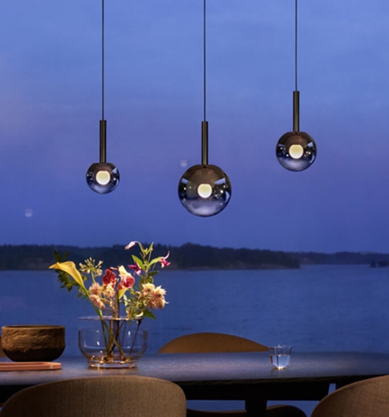Occhio Luna Sospeso 160 Var up pendel, dark chrome