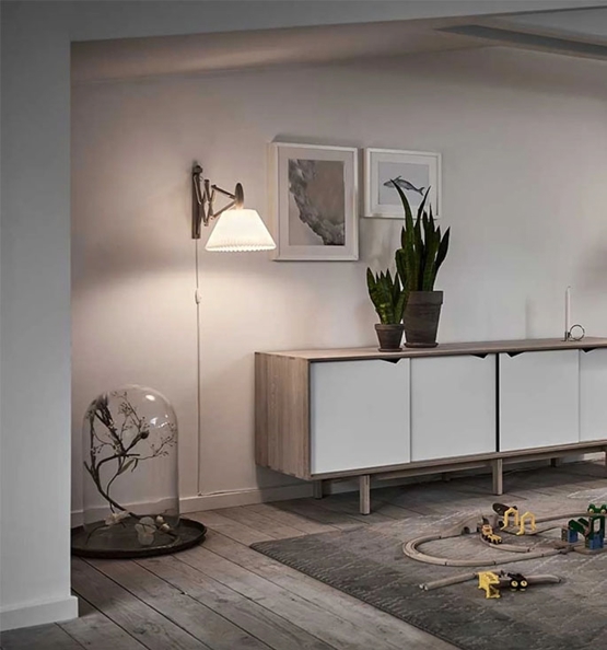 Sax 223-2/17 væglampe, lys eg/standardskærm