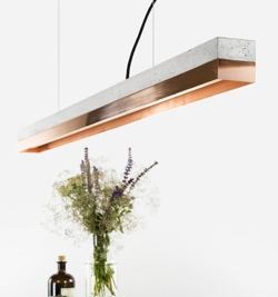 C1 pendel, lysegrå beton/kobber