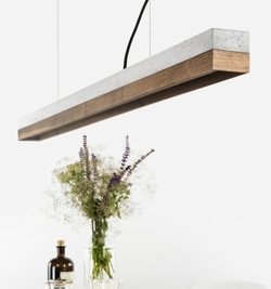 C1 pendel, lysegrå beton/valnøddetræ