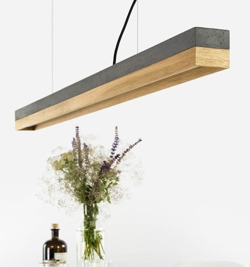 C1 pendel, mørkegrå beton/egetræ