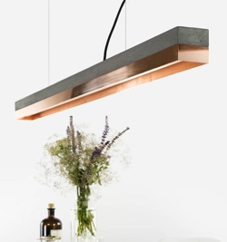C1 pendel, mørkegrå beton/kobber