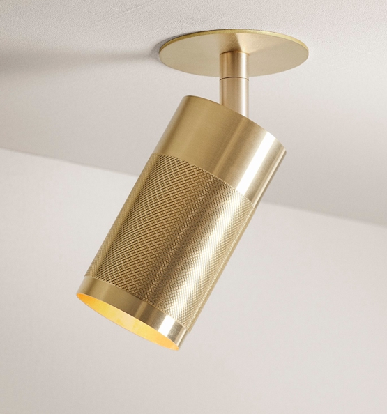 Thorup Copenhagen Patrone indbygnings loftspot m. dækplade, solid messing, 120 mm