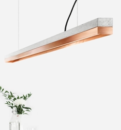 C3 pendel, lysegrå beton/kobber for dæmpning