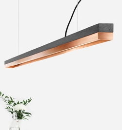 C3 pendel, mørkegrå beton/kobber
