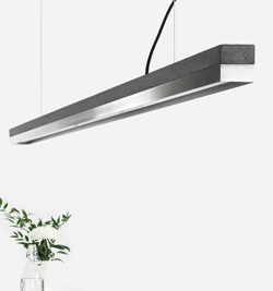 C3 pendel, mørkegrå beton/rustfrit stål